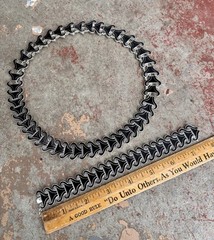 Vintage Signed MMA Ornamental Scroll Silver Tone Black Enamel Necklace S G2U