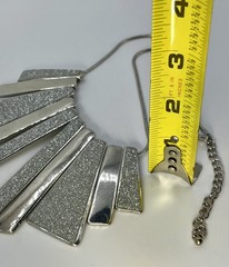 Vintage Sliver Tone Statement Necklace Slide Multiple Pendant Chain Choker 18”
