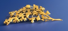 Trifari Floral 3.25″ Spray Brooch Pin GoldTone Pink Gripoix Cabochons GX30