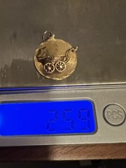 Estate Baby Child Carriage Stroller Pendant Charm 14K Yellow Gold 2.4g