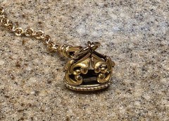 Antique Victorian Gold Filled Watch Fob Pendant Charm with pocket knife & chain
