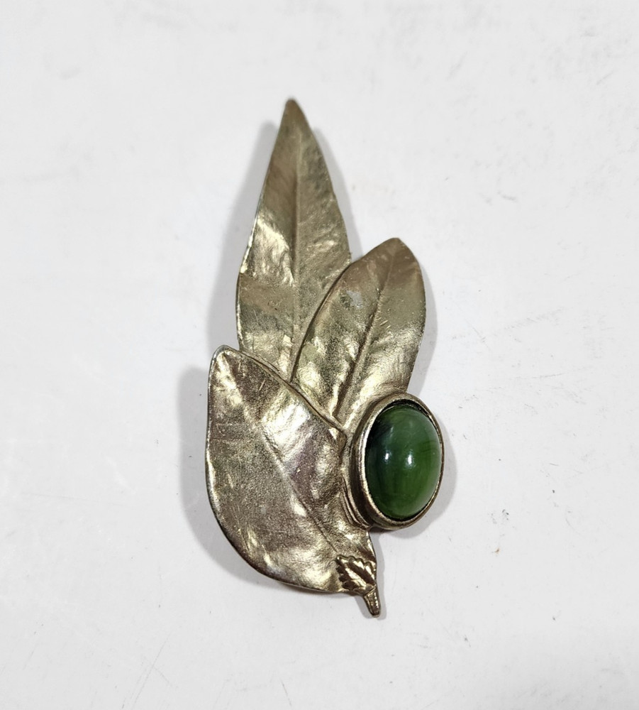 Vintage Pisces Enrique Lopez Green Silver Leaves 3.5 inches Signed