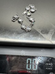 Vintage Silver Tone Clear Crystal Bezel Station Bracelet 7″