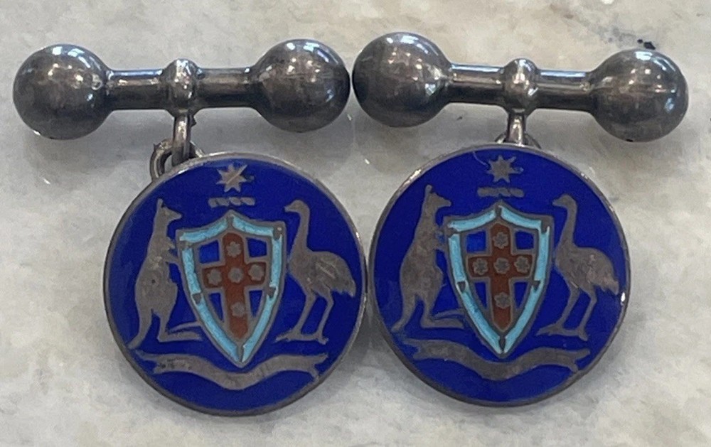 Antique Dunklings Cufflink Australian Federation-era Australian Coat of Arms