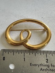 Vintage Monet Modernist Brooch Gold Tone
