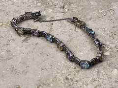 ✨💐🛍️Vintage 925 STERLING SILVER COLORFUL Multi GEMSTONE 💎 MARCASITE Bracelet✨