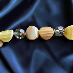 Vintage Lucite Flower Necklace Butterscotch Caramel AB Crystal Hidden Clasp 21″