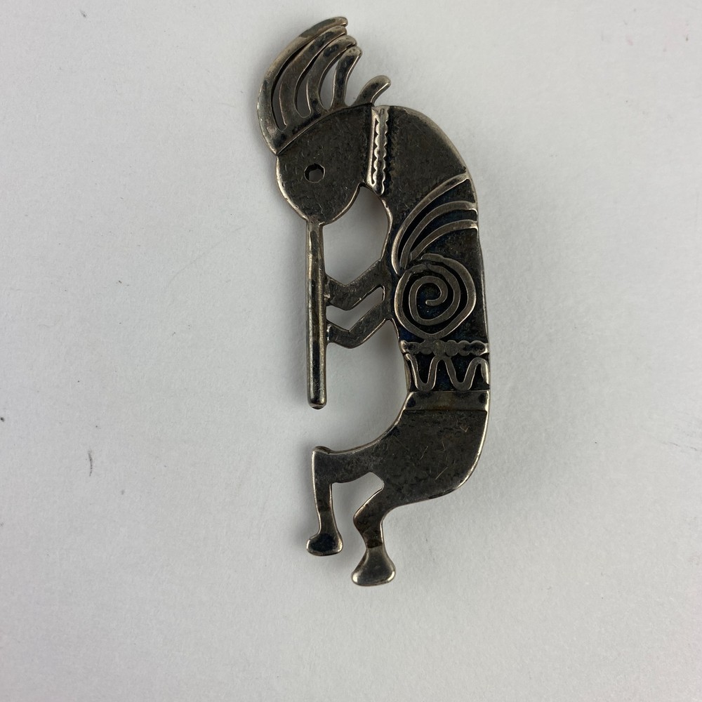 Kokopelli Brooch Elk Sterling Pin Collectible Marked 92 2.25 In Long