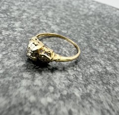 Antique Art Deco 14K Gold First Lady Two-Tone Old Cut Diamond Ring Sz 5.25