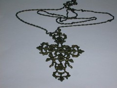 ART NOUVEAU ITALIAN CHERUB ROSES STERLING CINI PERUZZI CROSS PENDANT NECKLACE!
