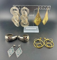 Large Vintage Earrings 1980’s/1990’s Five Pairs Dangly