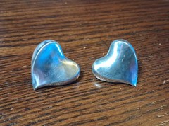 Vintage Sterling 1″ Heart Stud Earrings 7grams See Pics/Description