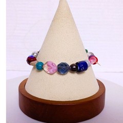 Handcrafted Multi-Color Mix of Crystal, Glass, and Gemstone Beaded Bracelet