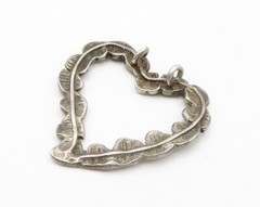 925 Sterling Silver Vintage Enamel Open Love Heart Slide Pendant PT10718