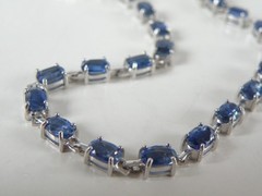 D’Joy Sterling Silver 925 Natural Blue Kyanite Tennis Line Bracelet Fits 8″