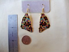 VINTAGE 1970s SAMUEL HUANG CLOISONNE ART NOUVEAU MULTI-COLOR FLOWERS EARRINGS