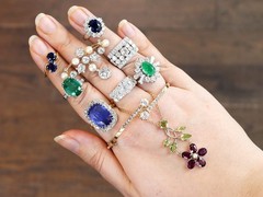 2.31Ct Emerald and 2.12Ct Diamond 18k White Gold Cluster Ring Circa 1970