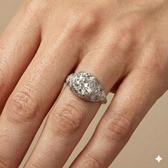 Platinum Vintage Filigree Engagement Ring 2.78ct. Natural Old Mine Diamond GIA