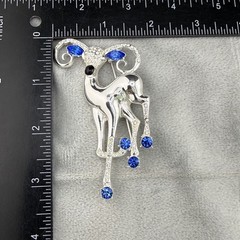 Vintage Eisenberg Ice Ram Reindeer Silver Tone Rhinestone Deer