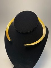Vintage Choker Collar Necklace Gold Tone with Unique Metalwork Details See Pics