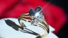 14k yellow gold size 4 ring 0.42ct natural, treated sapphire diamond 2.50g N363K