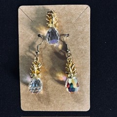 Vintage Aurora Borealis Crystal Pineapple Pendant and Pineapple Earrings Set
