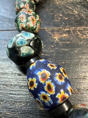 Vintage Nepal Millefiori Beads Statement Necklace – Large Old Glass Beads Stran