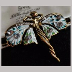 Vintage Fairy Nymph Brooch Pendant Antique Art Nouveau Shawl Pin for Women