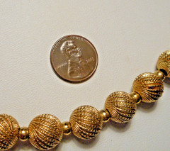 Vintage 1960s Monet Textured Gold-tone Bead Necklace Strung on Fine Chain 17″