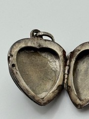 Vintage Sterling Silver Black Onyx Heart Locket Pendant