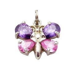 Vintage 925 Sterling Silver Jezlaine Jeweled Butterfly Charm/Pendant