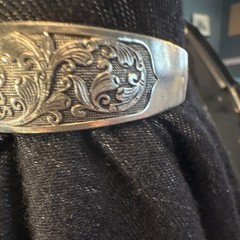 925 Sterling Silver Engraved Asian Cuff Bracelet
