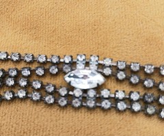 Vintage Wide Clear Rhinestone Crystal Bracelet Art Deco Glam Retro 1950s 1960s