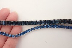 Lot Of 2 Art Deco Vintage Silver Tone Channel Set Bracelets Blue Square Crystals