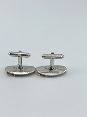 Vintage Swank mens cufflinks name Walter gold and silver tone concave 3/4″