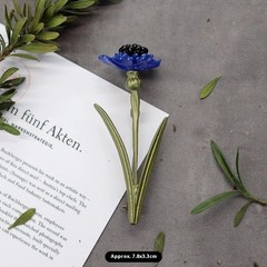 Blue Green Color Flower Plant Brooch Stick Pin Flower New Elegant Vintage Style