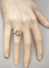 Vintage Platinum Engagement Ring 2.34ct.Natural Champagne Radiant Diamond GIA