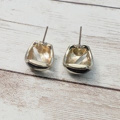 Vintage Stud Earrings For Pierced Ears Cream, Black, Clear Gem