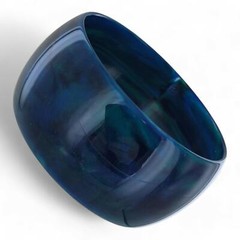 Italy Peacock Blue Green Wide Marbled Bangle Bracelet Ladies Standard Size