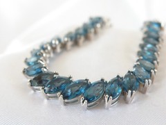 Sterling Silver 925 Natural Heated London Blue Topaz Tennis Bracelet 7.5″