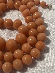 Antique Mediterranean Sciacca Salmon Coral 23½” Necklace 5-9.3mm Bead 14k Clasp
