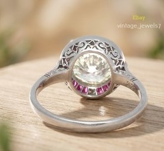Round Cut 3.50CT Lab Created Diamond Vintage Halo Engagement Ring 14K Gold Over