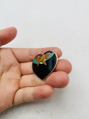Vintage Signed Laurel Burch Rainbow “Bird Heart” Toucan Cloisonné Enamel Brooch