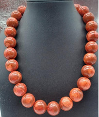 E & L Coral Necklace 17mm Sterling Silver 925 Red Sponge Electroform mag. 18”