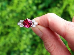 Art Deco 2.05Ct Pink Tourmaline and 0.55Ct Diamond Platinum Ring Circa 1925