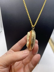 Vintage Cameo Locket Fashion Gold Tone Necklace 23” Chain Is Signed