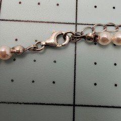 Y2K Faux Pearl Choker 15″ +2″ Ext 4.3mm 90s Choker Necklace Sterling 925 Clasp