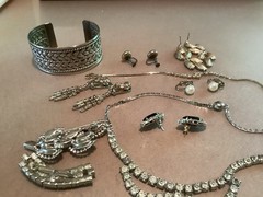 Lot Of Antique Looking Jewelry Earrings Pins Necklace Bracelet