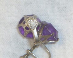 3 Pairs Antique Glass Plastic Silver Marcasite Screw Back Earrings 1894 – 1920s