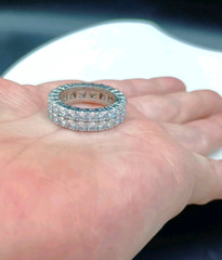 Vintage Eternity Band Ring Size 8 CZ Cubic Zirconia Multi Stone Silver Tone